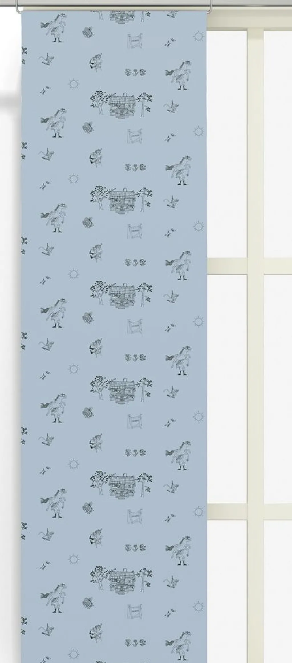 Arvidssons textil Panelgardiner|Villa Villekulla blå panelgardin