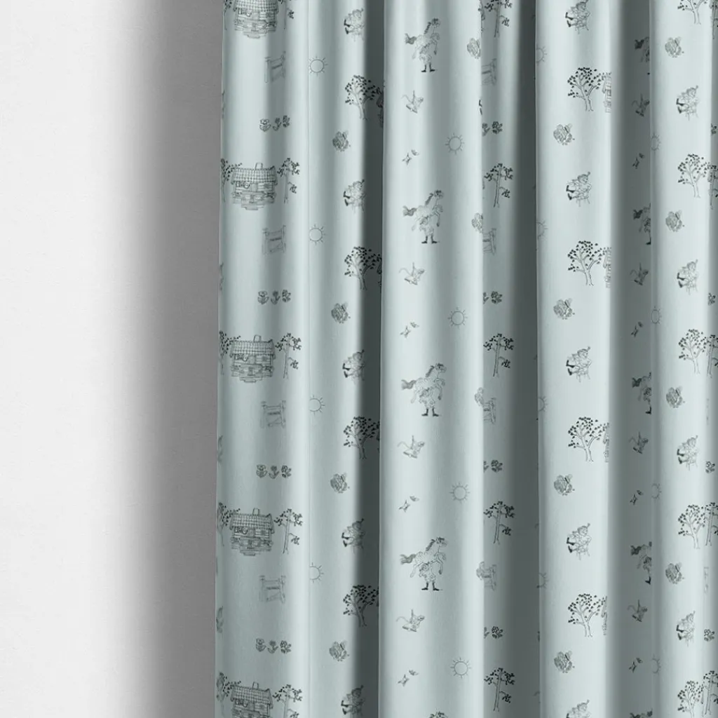 Barn Arvidssons textil Gardintyger Mönstrade|Barnmönster|Villa Villekulla grön tyg