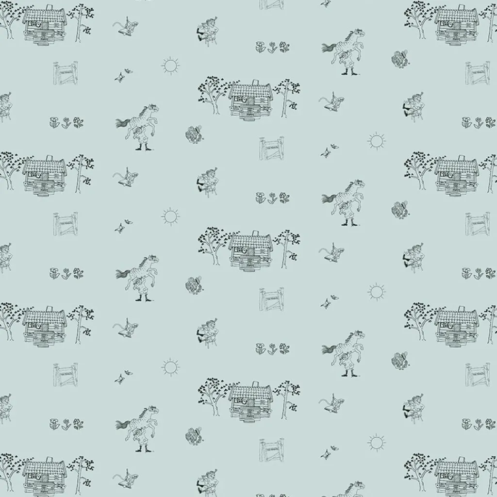 Barn Arvidssons textil Gardintyger Mönstrade|Barnmönster|Villa Villekulla grön tyg