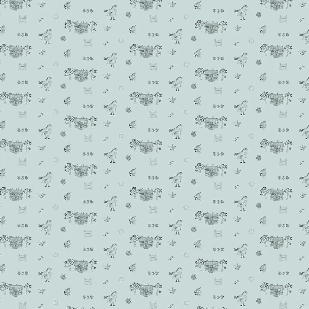 Barn Arvidssons textil Gardintyger Mönstrade|Barnmönster|Villa Villekulla grön tyg