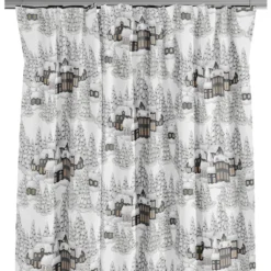 Arvidssons textil Gardiner Mönstrade|Julgardiner|Vinterbyn grå julgardiner