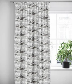 Arvidssons textil Gardiner Mönstrade|Julgardiner|Vinterbyn grå julgardiner