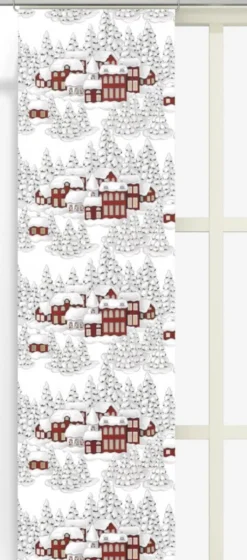 Arvidssons textil Julgardiner|Panelgardiner|Vinterbyn röd panelgardin