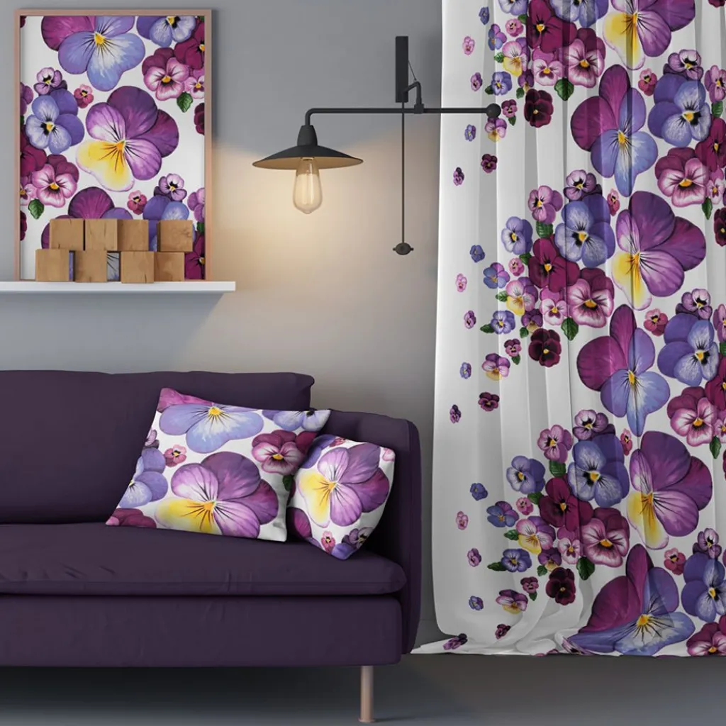 Arvidssons textil Gardiner Mönstrade|Viola lila gardiner