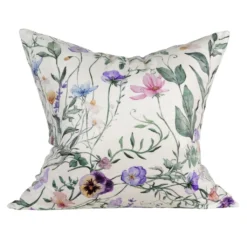 Fondaco Mönstrade Kuddfodral|Viola off-white kuddfodral med blomstermönster i sammet 48x48cm