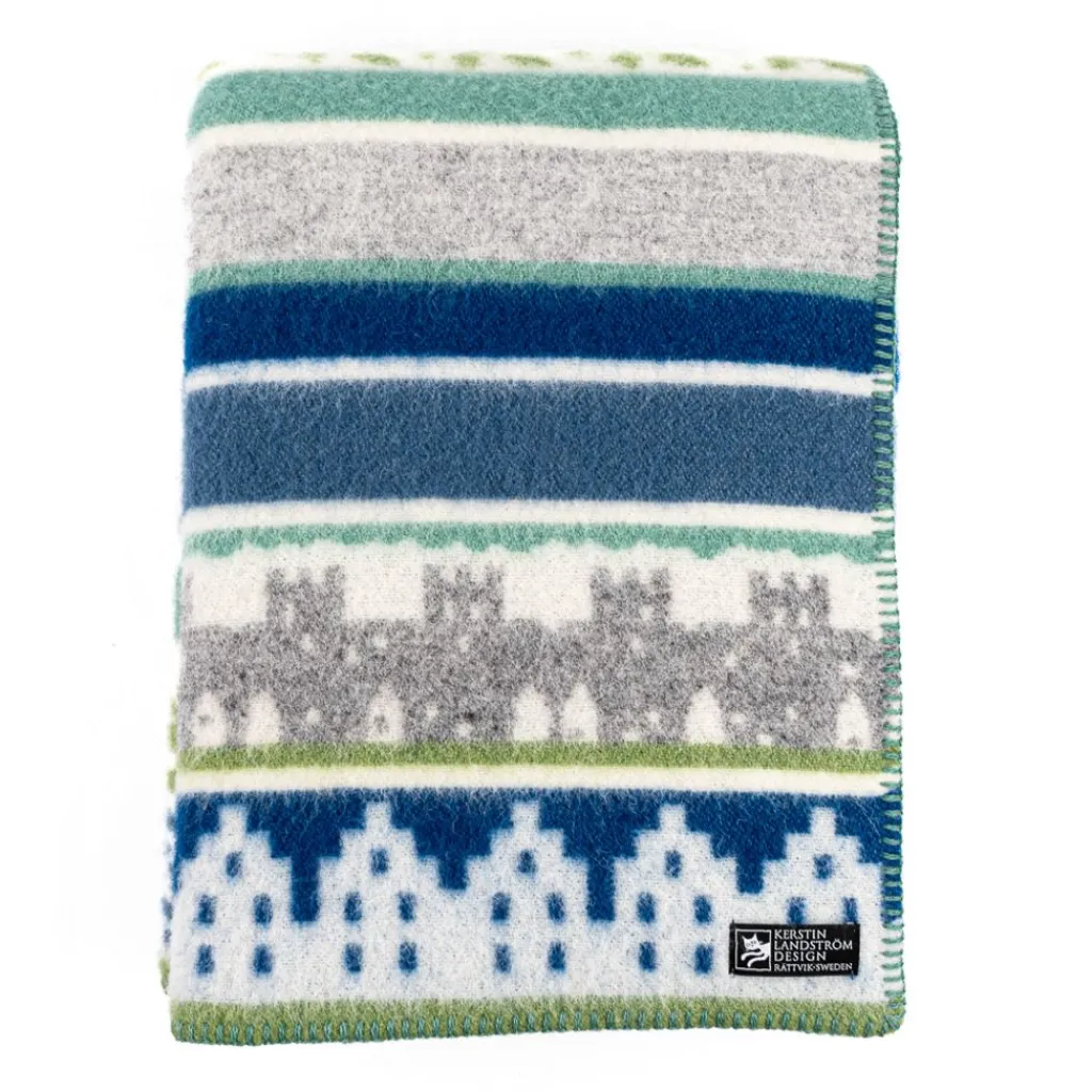 Kerstin Landström Design Ullfiltar|Visby blå ullfilt 130x180cm -
