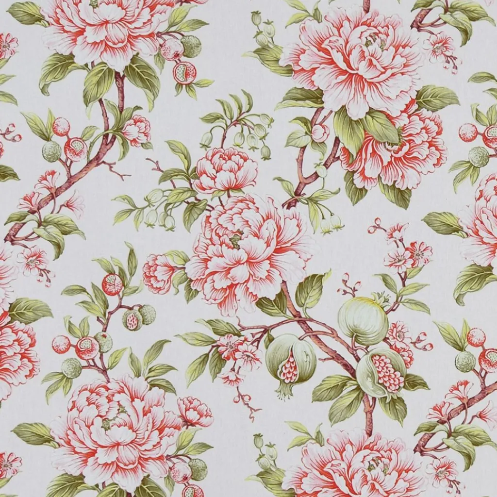 Nordisk Textil Gardintyger Mönstrade|Vivienne blommigt gardintyg med pioner och granatäpplen