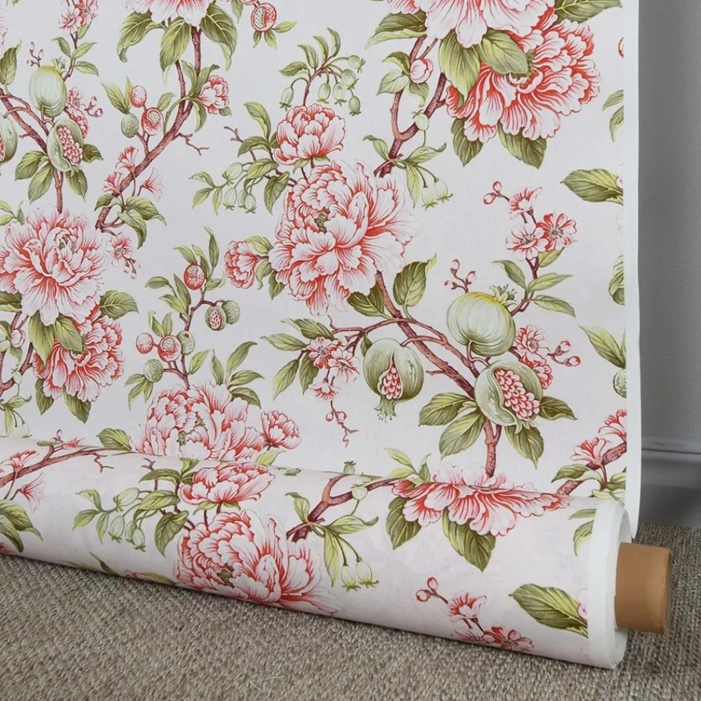 Nordisk Textil Gardintyger Mönstrade|Vivienne blommigt gardintyg med pioner och granatäpplen