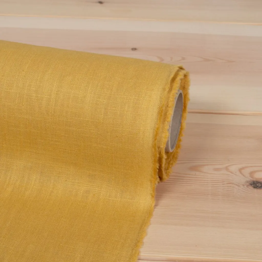Gardintyger Enfärgade|Linnetyger|Washed lin/bomull gul tyg