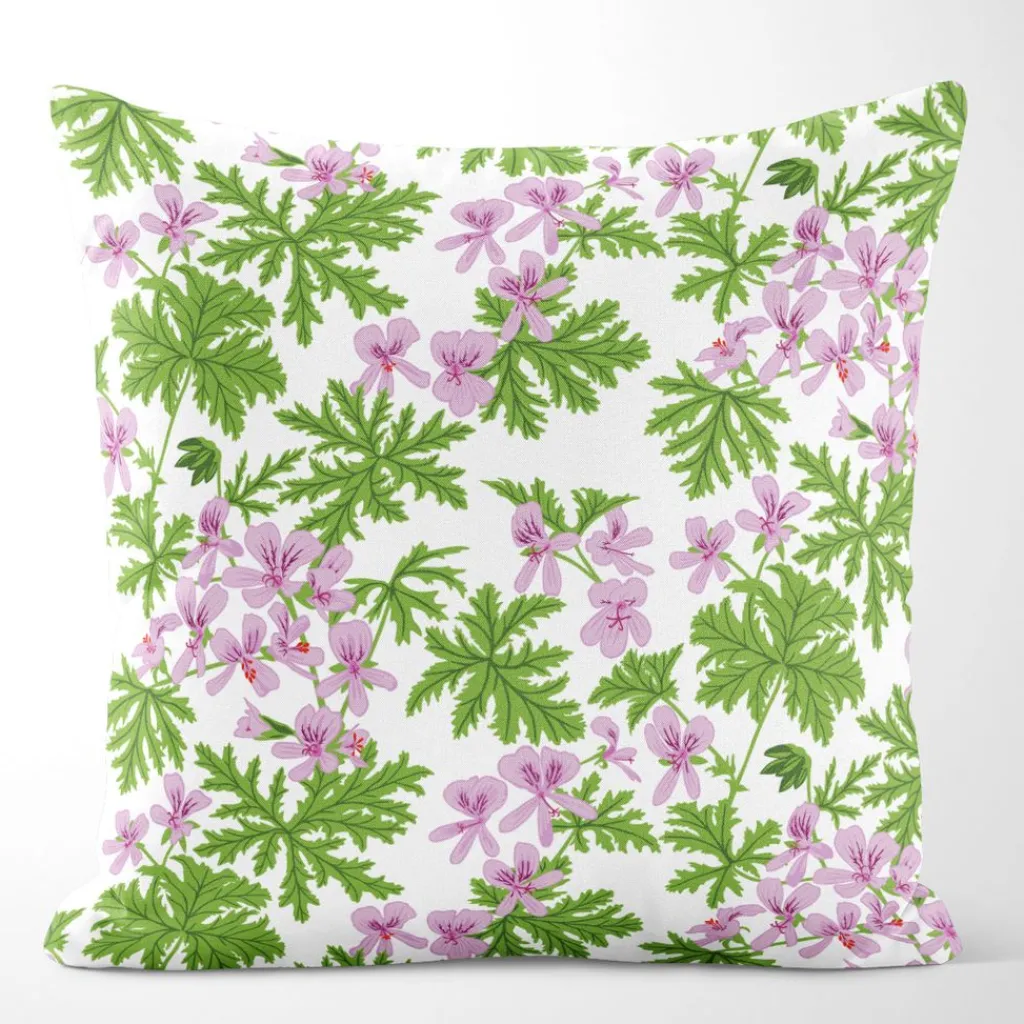 Arvidssons textil Mönstrade Kuddfodral|Westerlunds Blomma lila-grön kuddfodral - Botaniskt mönster