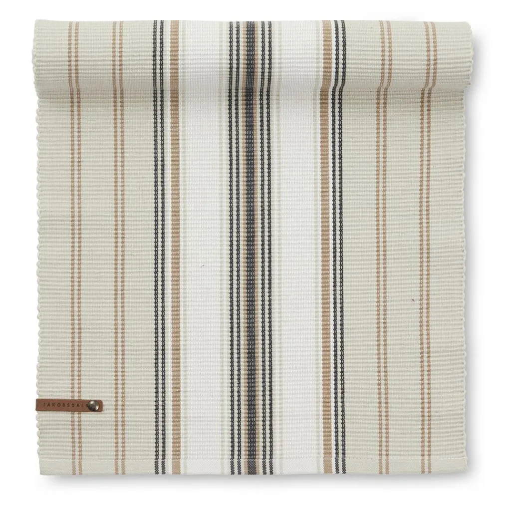 Jakobsdals Bordslöpare|Wove beige löpare 35x120 cm – Randig bordslöpare
