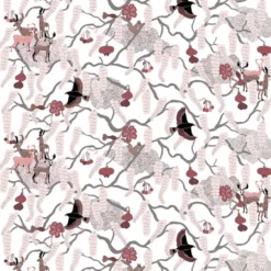 Arvidssons textil Gardintyger Mönstrade|Rea Gardintyger|Yggdrasil rosa tyg